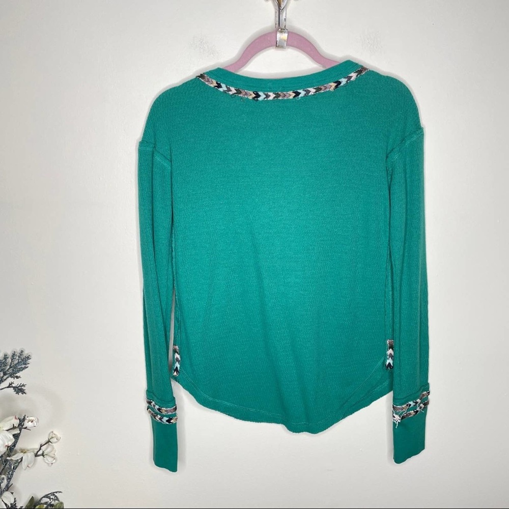 Free People Teal Long Sleeve Top - Picture 4 of 7